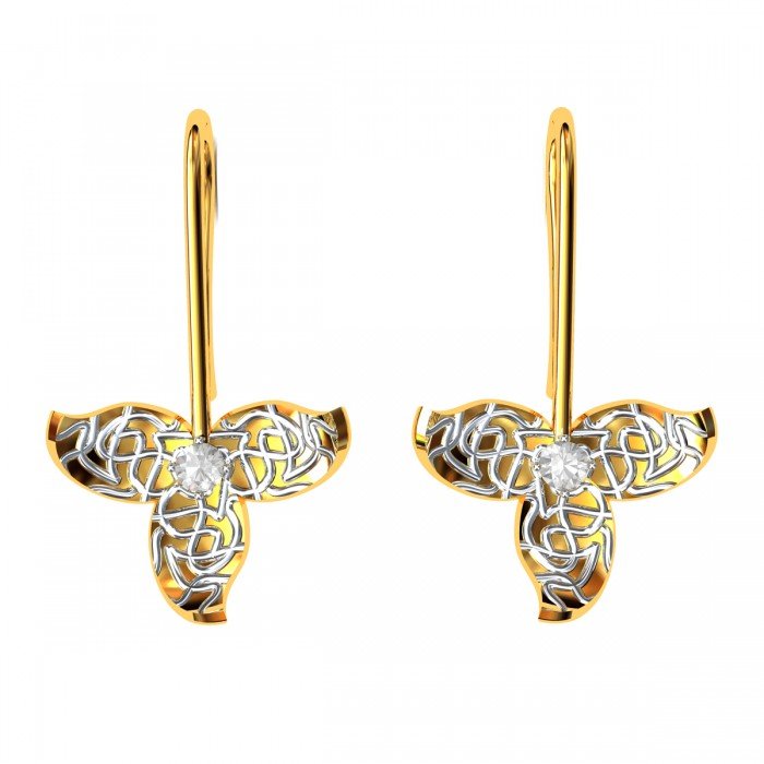 American Diamond Leaves Gold Earring