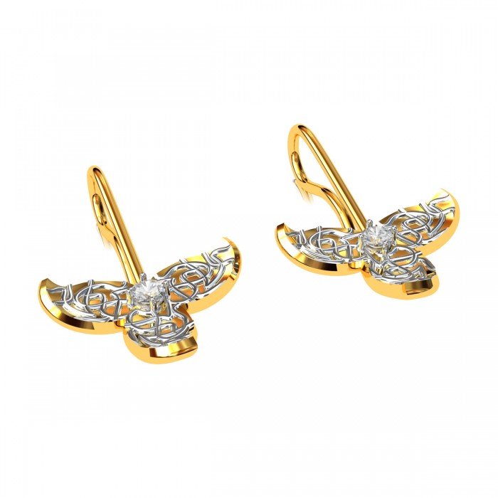 American Diamond Leaves Gold Earring