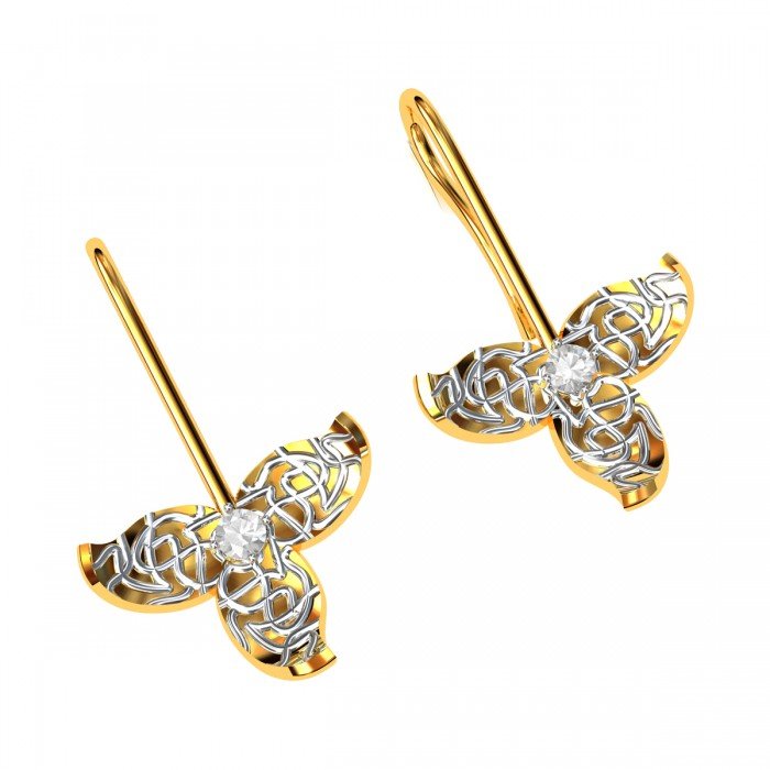 American Diamond Leaves Gold Earring