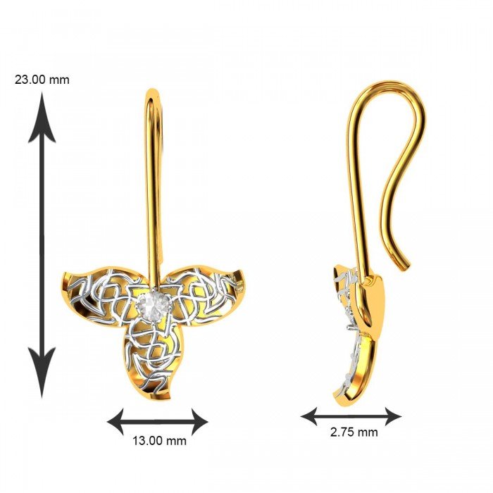 American Diamond Leaves Gold Earring