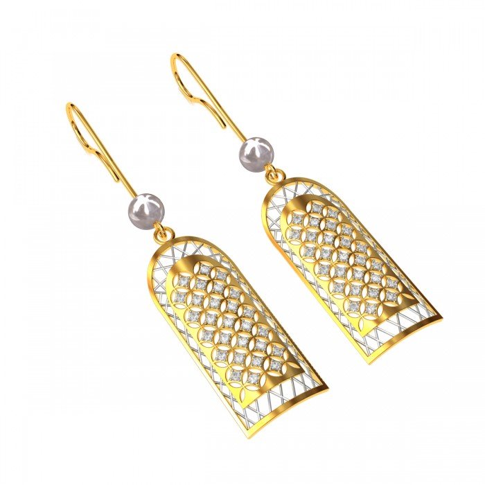 Pearl American Diamond Dangling Earring