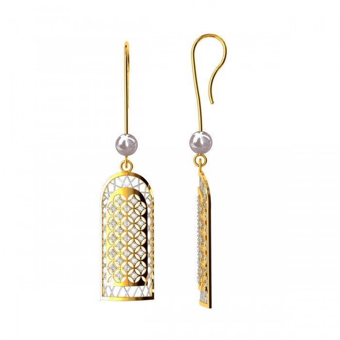 Pearl American Diamond Dangling Earring