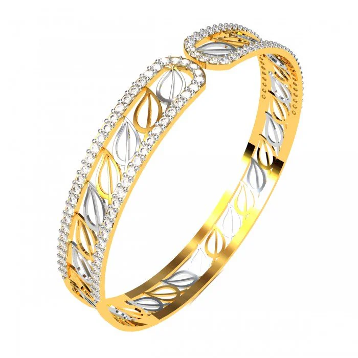 Open Round Diamond Bangle Bracelet In 18K Yellow Gold  Fascinating Diamonds