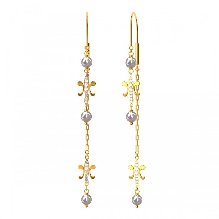 Butterfly American Diamond Gold Earring