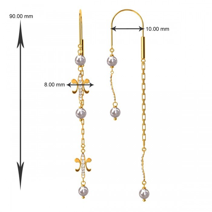 Butterfly American Diamond Gold Earring