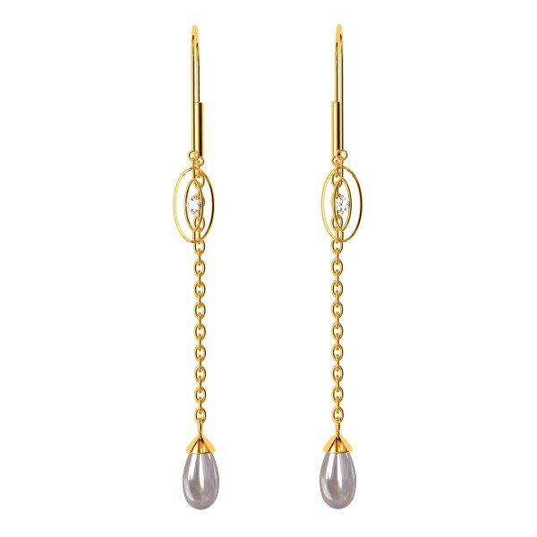 Long Drop Pear Hook Gold Earrings Long Drop Pear Hook Gold Earrings