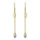 Long Drop Pear Hook Gold Earrings