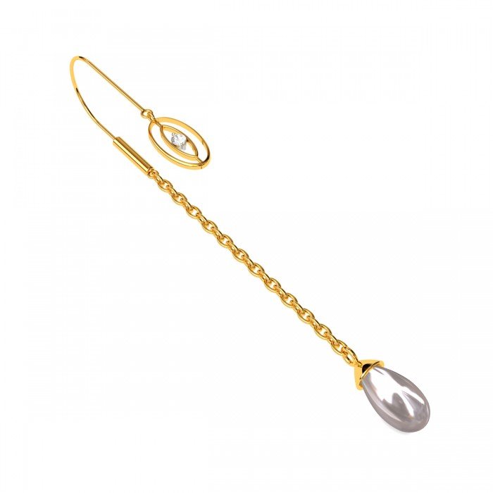 Long Drop Pear Hook Gold Earrings