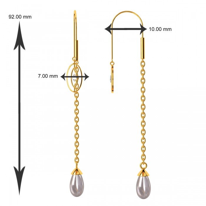 Long Drop Pear Hook Gold Earrings