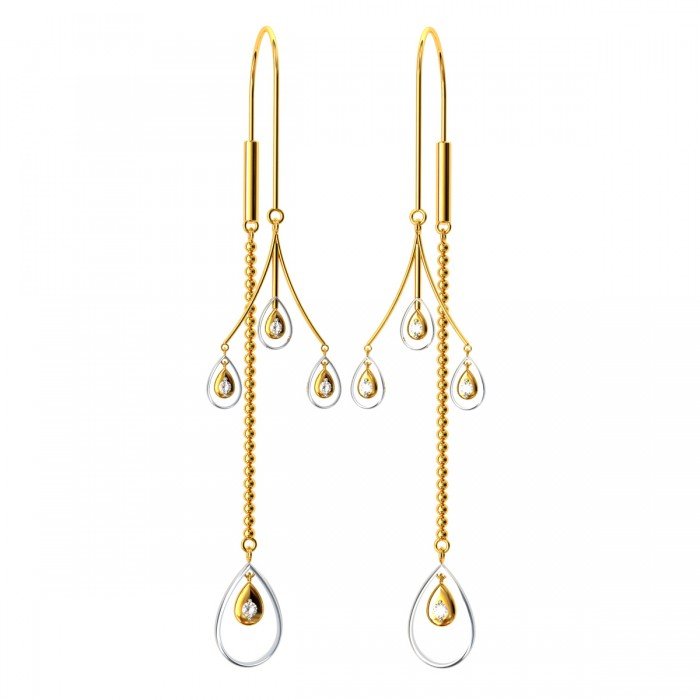 American Diamond Tear Drop Gold Earrings