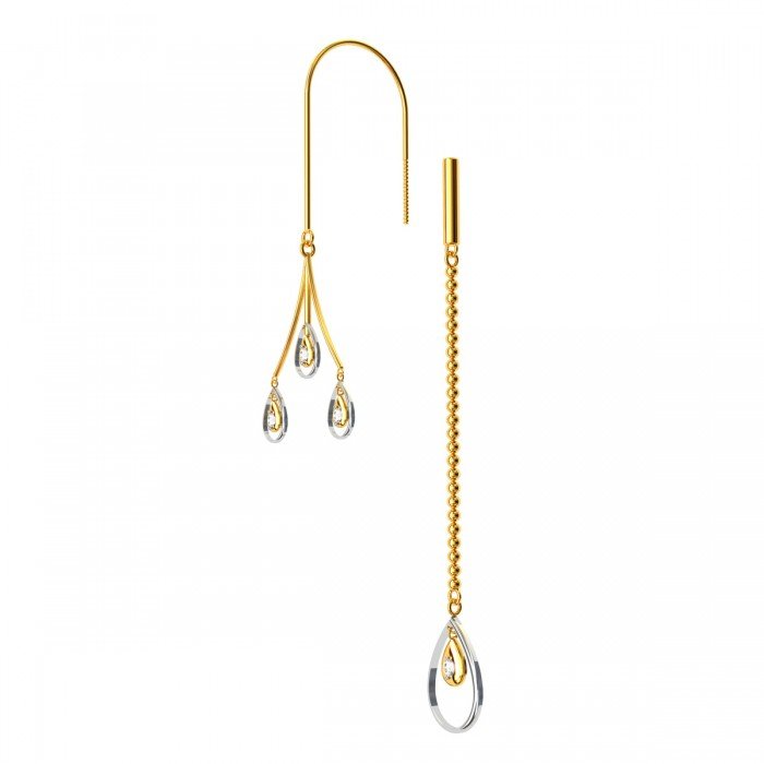 American Diamond Tear Drop Gold Earrings