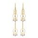 Spiral Long Drop Pearl Gold Hook Earring