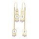 Spiral Long Drop Pearl Gold Hook Earring