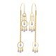 Spiral Long Drop Pearl Gold Hook Earring