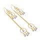 Spiral Long Drop Pearl Gold Hook Earring