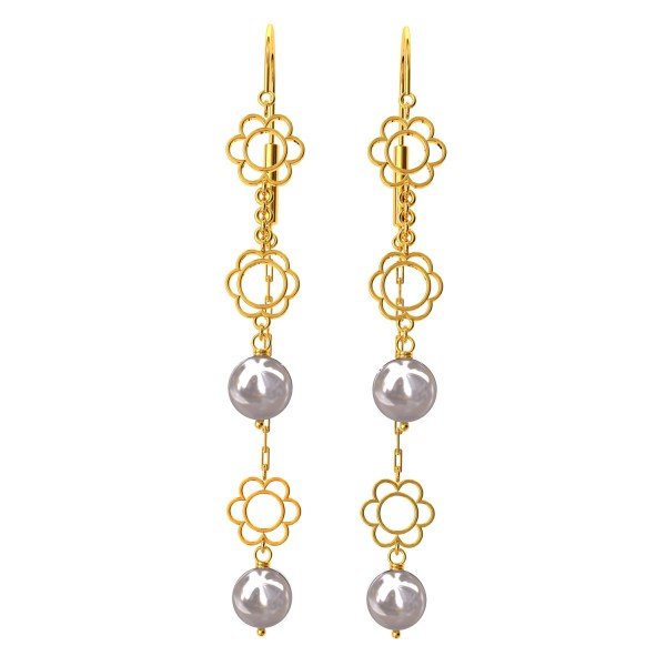 Floral Pearl Hook Gold Earring Floral Pearl Hook Gold Earring
