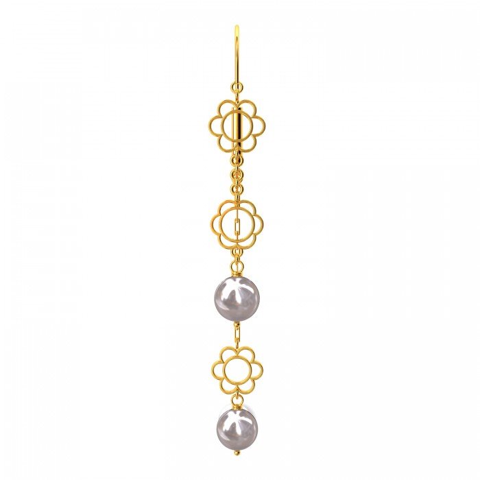 Floral Pearl Hook Gold Earring