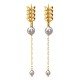 Leaf Shaped American Diamond Pearl Earring