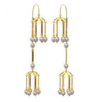 Double Jhumka Pearl Earrings