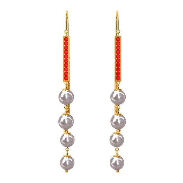 Bold Ruby Pearl Gold Hoop Earring Bold Ruby Pearl Gold Hoop Earring