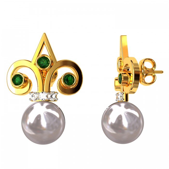 American Diamond Stud Pearl Earring