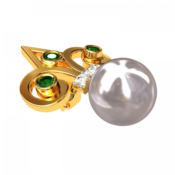 American Diamond Stud Pearl Earring