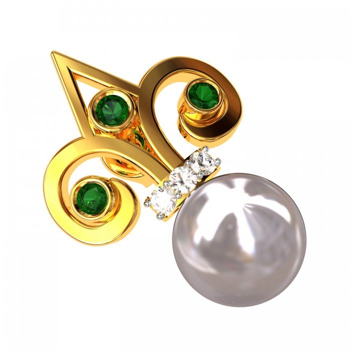 American Diamond Stud Pearl Earring