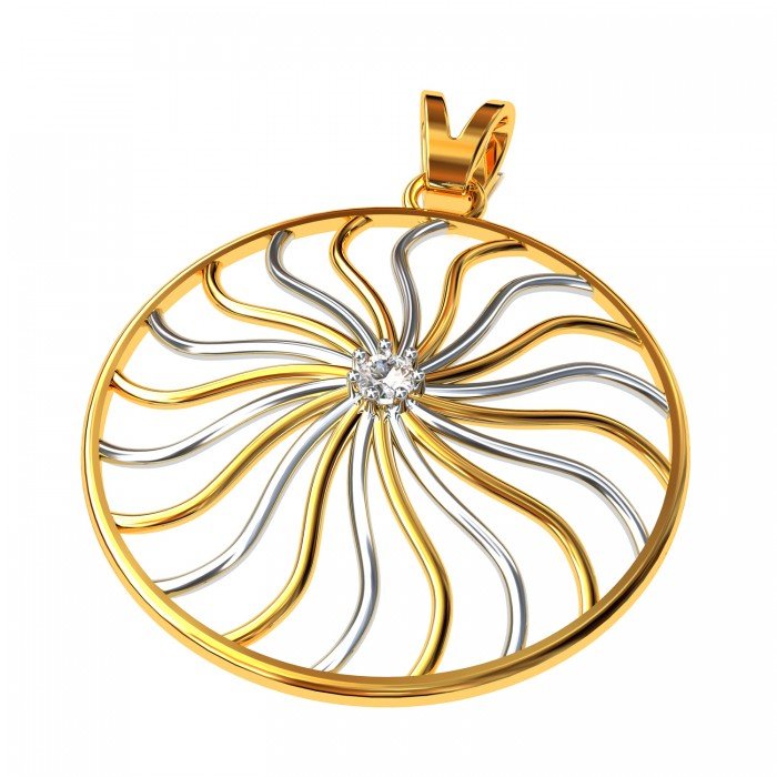 Round American Diamond Spiral Pendant