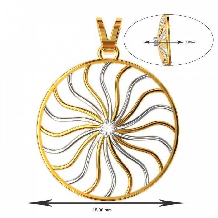 Round American Diamond Spiral Pendant