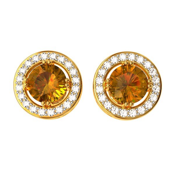 Citrine American Diamond Solitaire Earring Citrine American Diamond Solitaire Earring