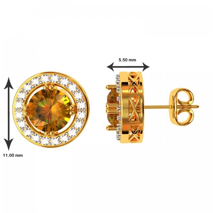 Citrine American Diamond Solitaire Earring