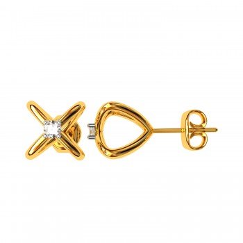 Fashion American Diamond Gold Earring