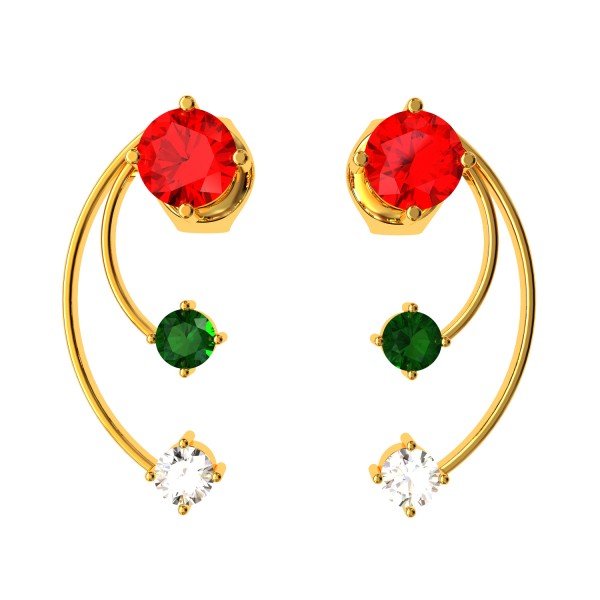 Tri Color Gemstone Earring Tri Color Gemstone Earring