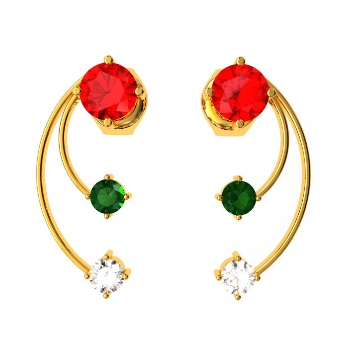 Tri Color Gemstone Earring