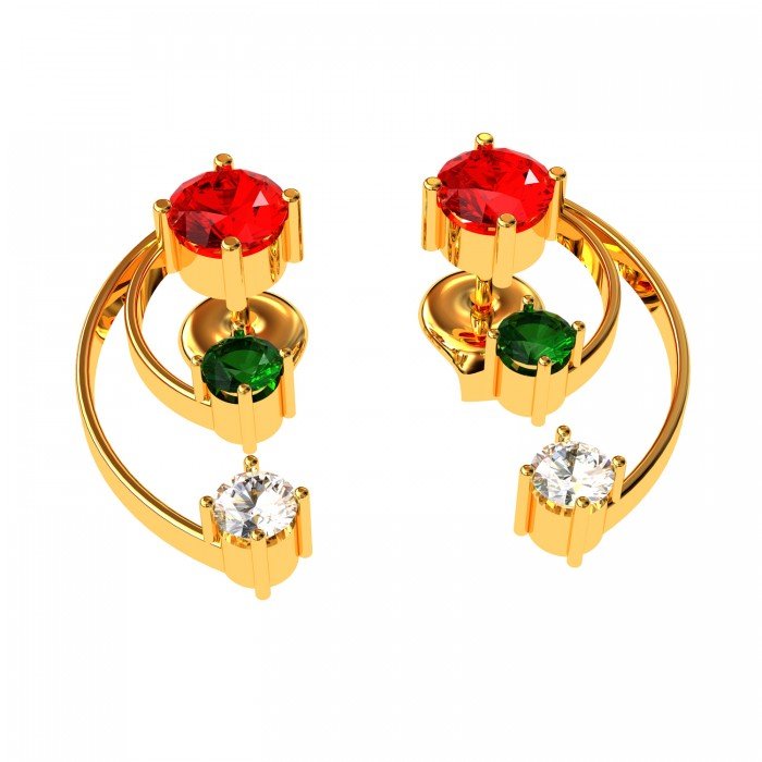 Tri Color Gemstone Earring