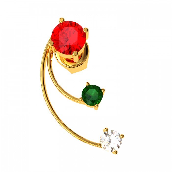 Tri Color Gemstone Earring