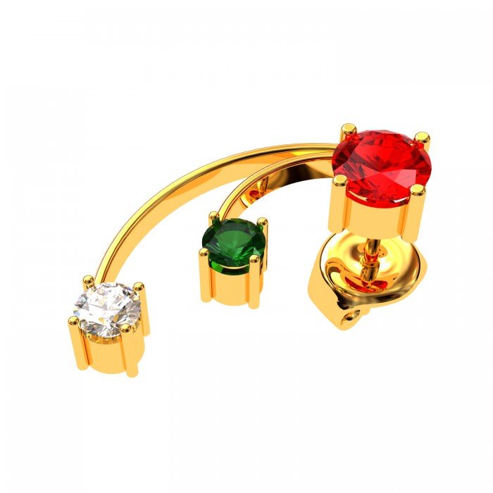 Tri Color Gemstone Earring