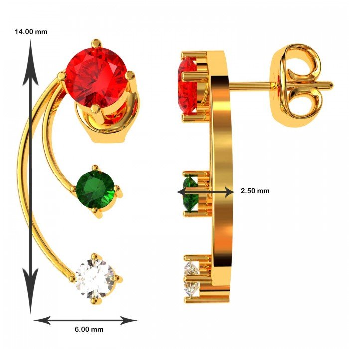 Tri Color Gemstone Earring