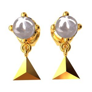 Pyramid Gold Pearl Stud