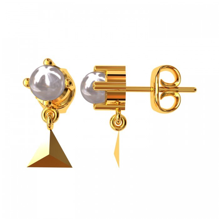 Pyramid Gold Pearl Stud