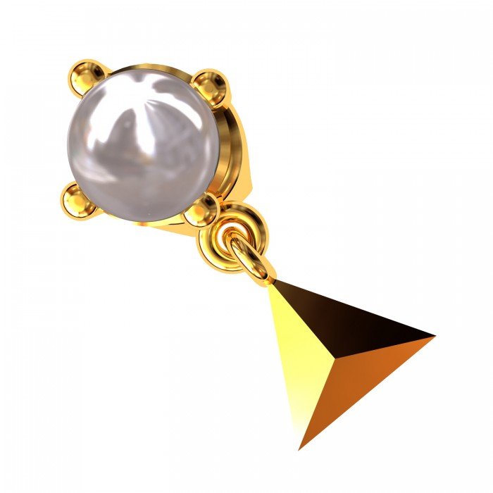 Pyramid Gold Pearl Stud