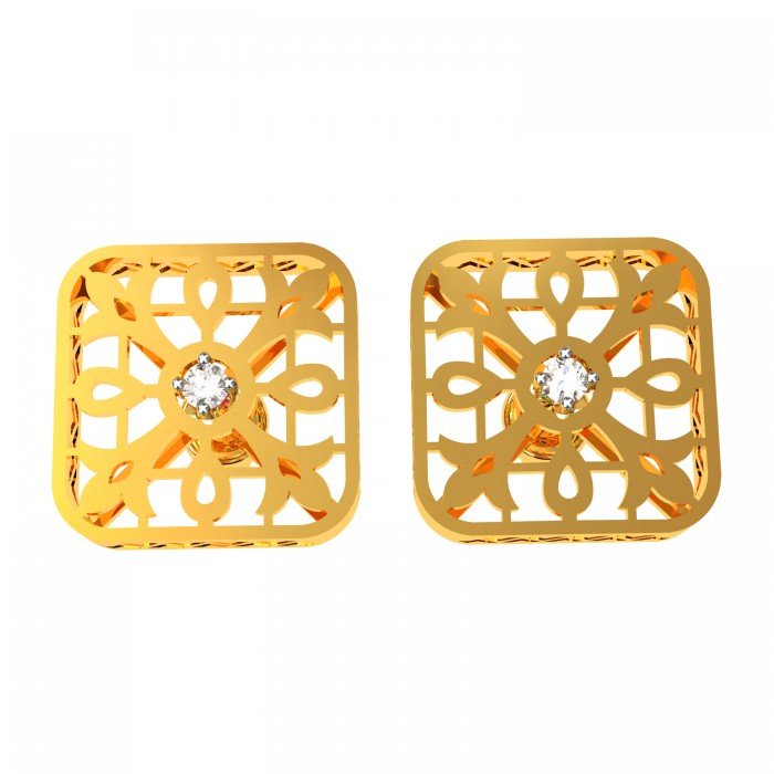 Gold Square American Diamond Earring