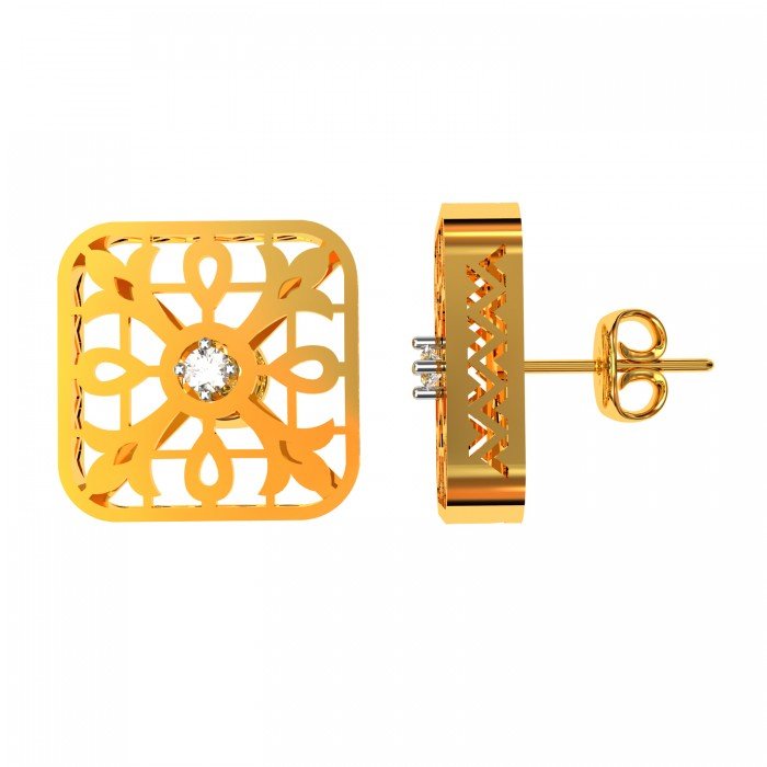 Gold Square American Diamond Earring