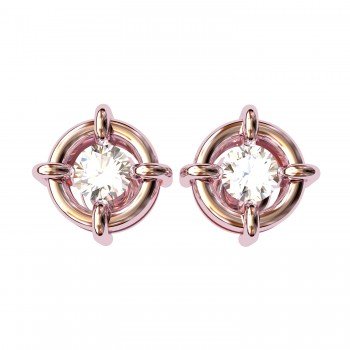 Rose Gold American Diamond Stud Earring