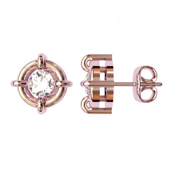 Rose Gold American Diamond Stud Earring