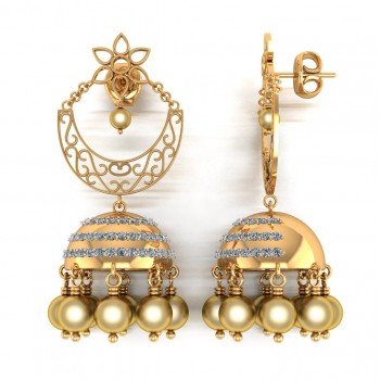 Golden Pearl 18K Gold Jhumka