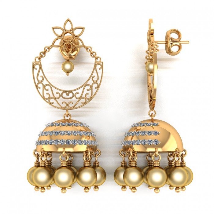 Golden Pearl 18K Gold Jhumka