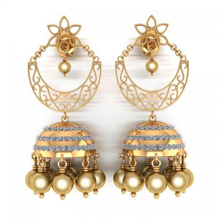 Golden Pearl 18K Gold Jhumka