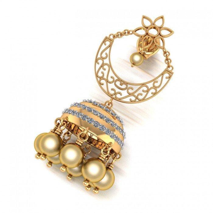 Golden Pearl 18K Gold Jhumka