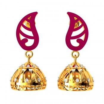 American Diamond Enamel Jhumka Earrings